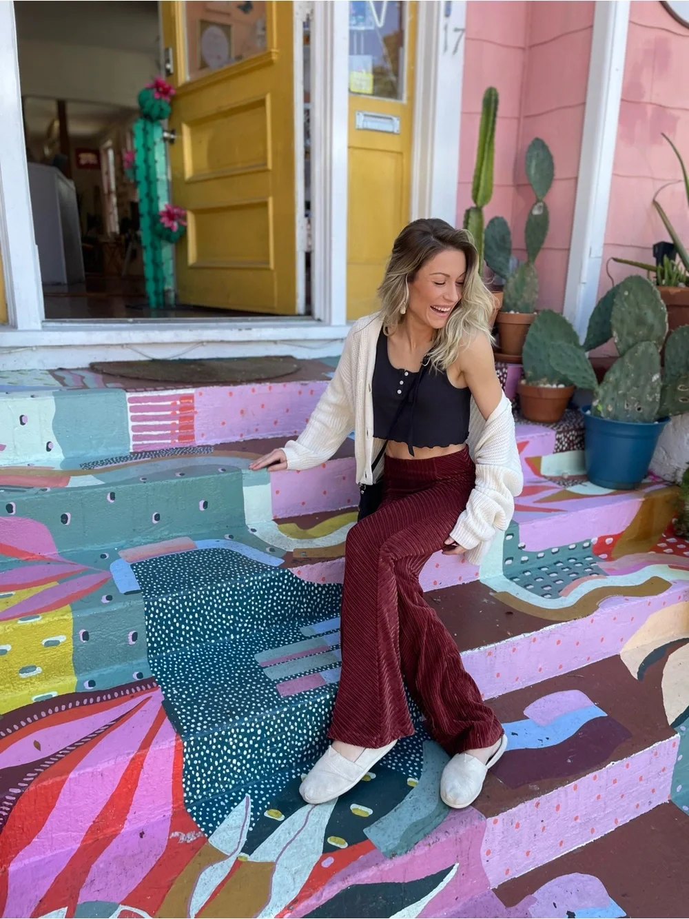 Free People Ribbed Velvet Pants in Deep Red